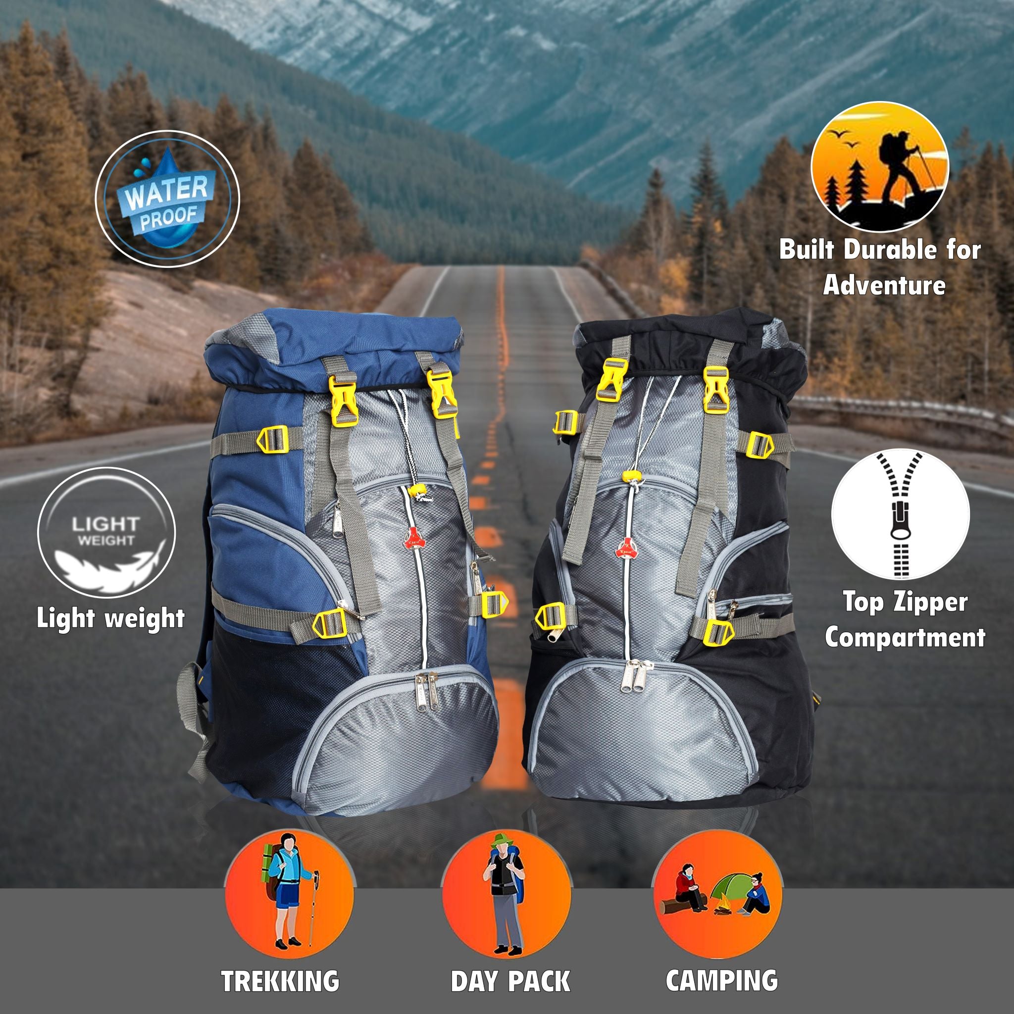 KrishBags Trekking Rucksack with cap top and shoe compartment, photo 8