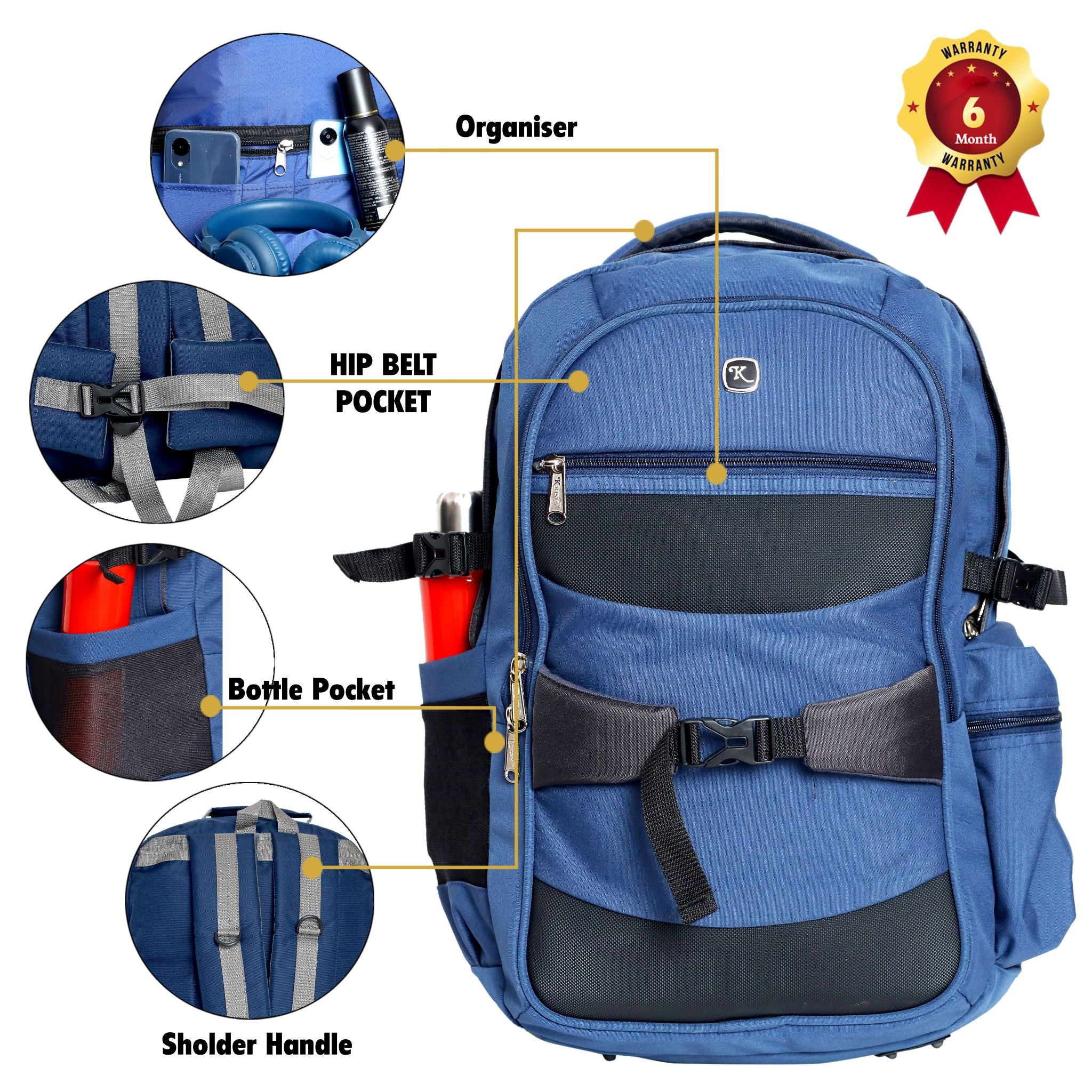 KrishBags Travel Rucksack with chest and hip belt, photo 6
