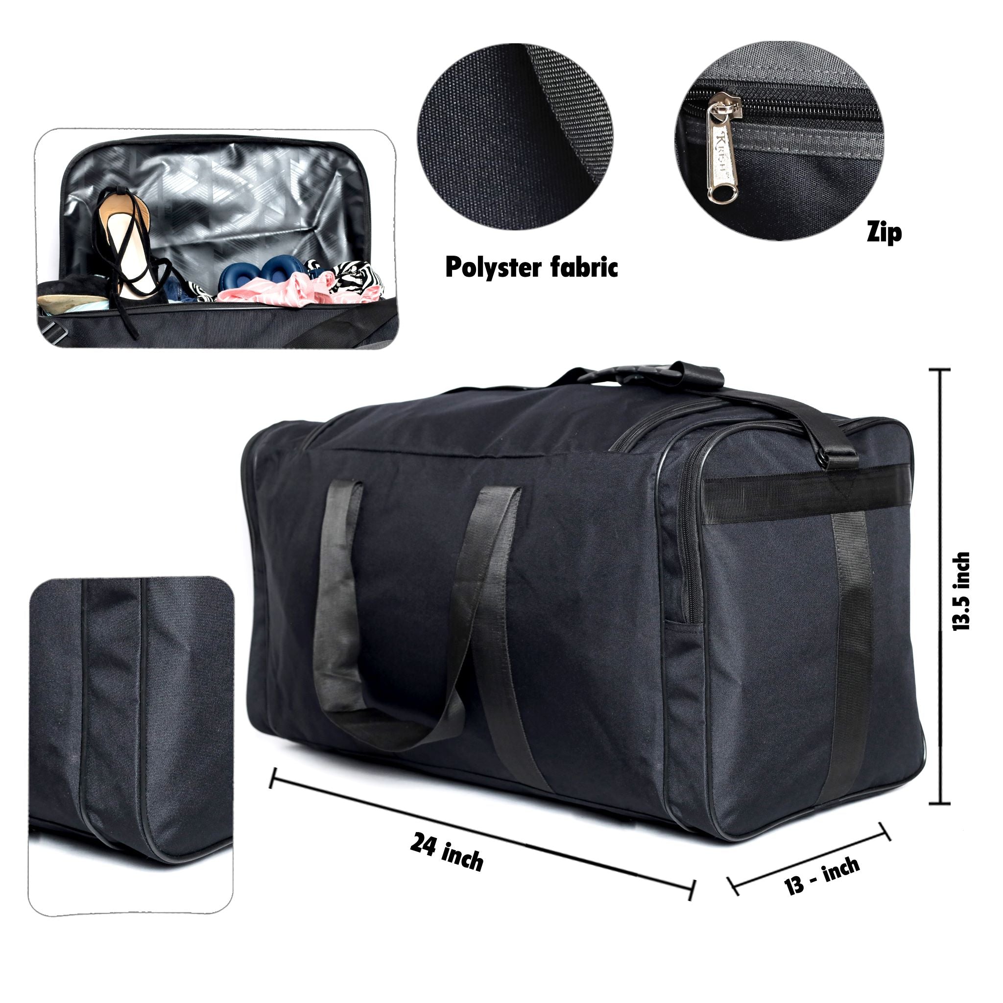 KrishBags Travel Duffle with wide zip opening, photo 4