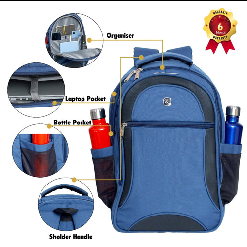 KrishBags 18 inch water resistant backpack with six zip compartments